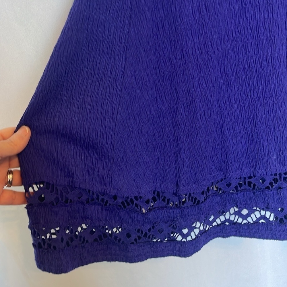 FREE PEOPLE To The Point Dress Size S Purple 3/4 Sleeve Crochet Panels Lined EUC - Picture 4 of 12